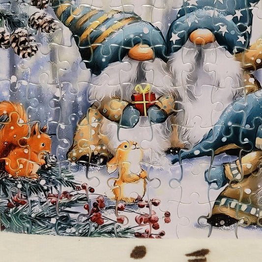 Gnomes Winter 120 Piece Handmade Jigsaw Puzzle