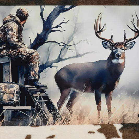 Hunting Deer Hunter Western Metal Sign