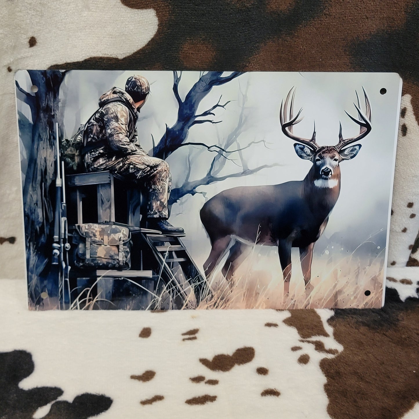 Hunting Deer Hunter Western Metal Sign