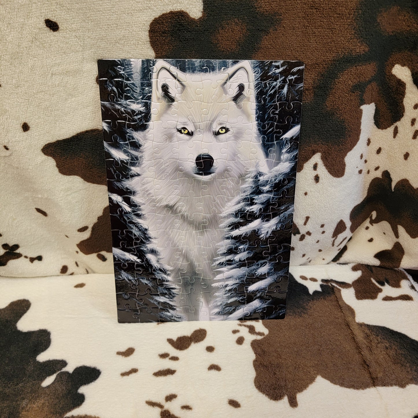 Snowy Wolf 120 PC Handmade Jigsaw Puzzle