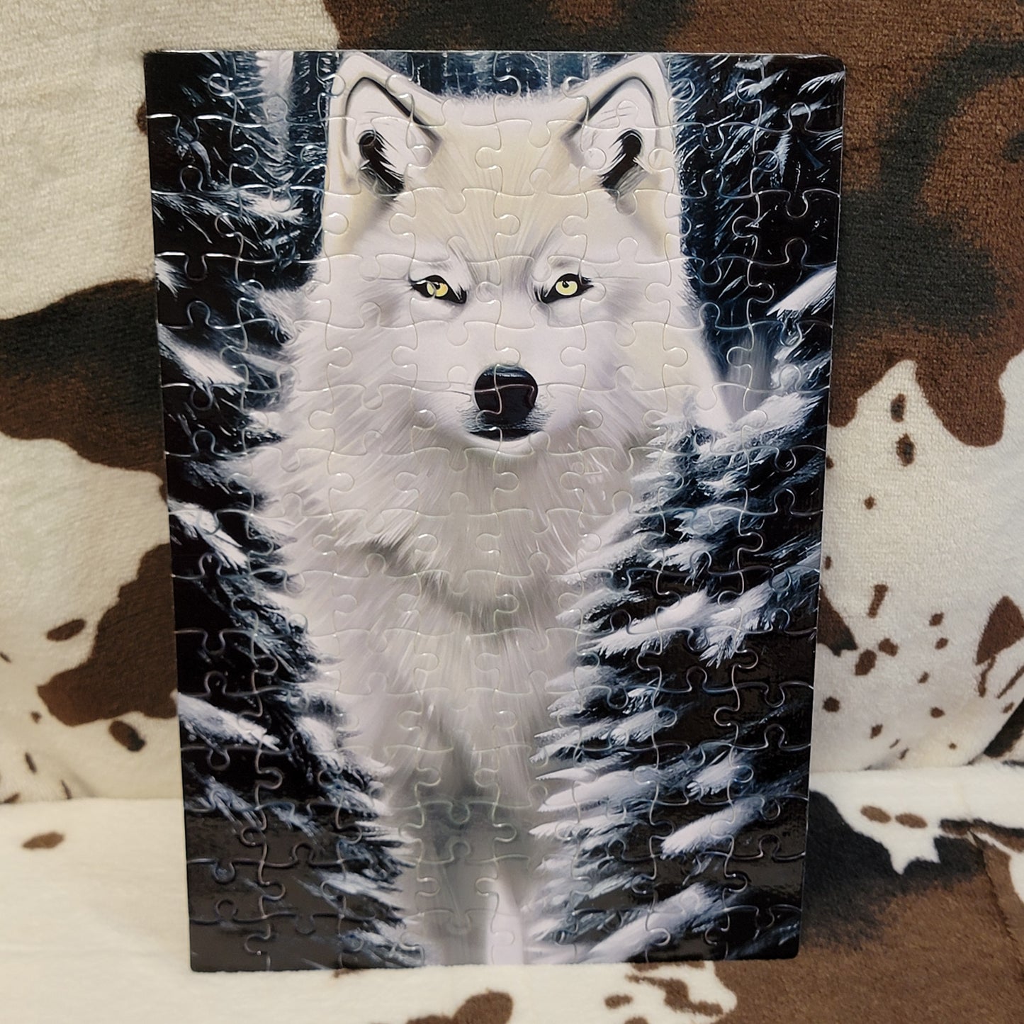 Snowy Wolf 120 PC Handmade Jigsaw Puzzle