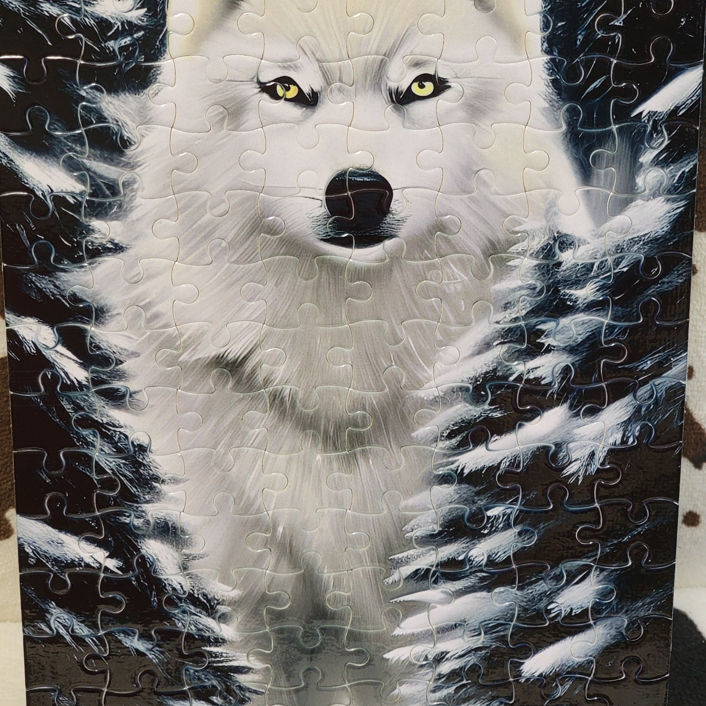 Snowy Wolf 120 PC Handmade Jigsaw Puzzle
