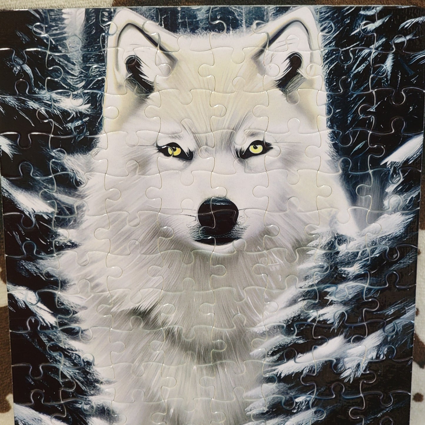 Snowy Wolf 120 PC Handmade Jigsaw Puzzle