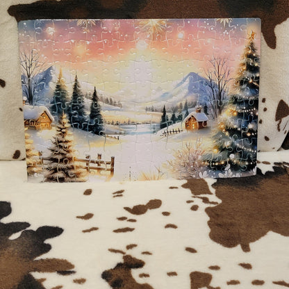 Snowy Christmas 120 Piece Handmade Jigsaw Puzzle