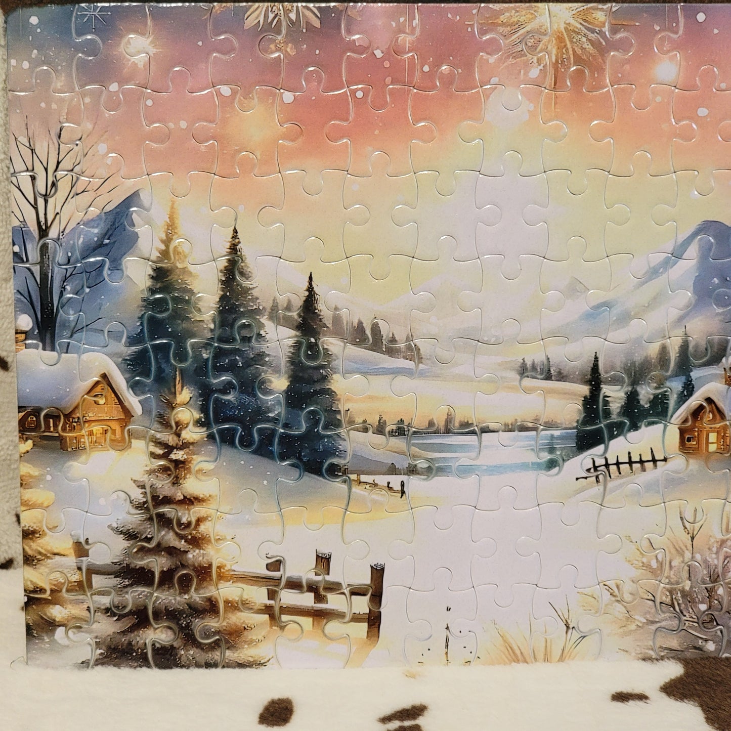Snowy Christmas 120 Piece Handmade Jigsaw Puzzle