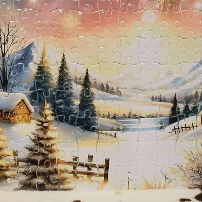 Snowy Christmas 120 Piece Handmade Jigsaw Puzzle