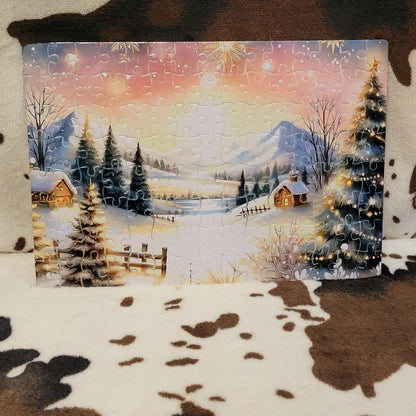 Snowy Christmas 120 Piece Handmade Jigsaw Puzzle