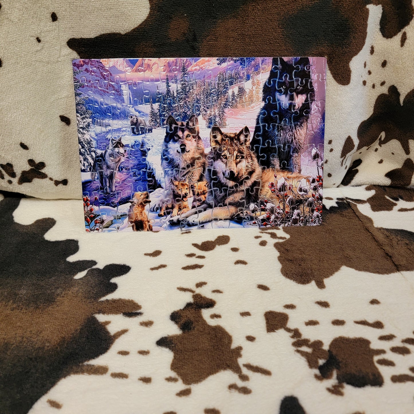 Wolf Pack Snowy 120 PC Handmade Jigsaw Puzzle