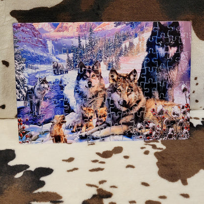 Wolf Pack Snowy 120 PC Handmade Jigsaw Puzzle