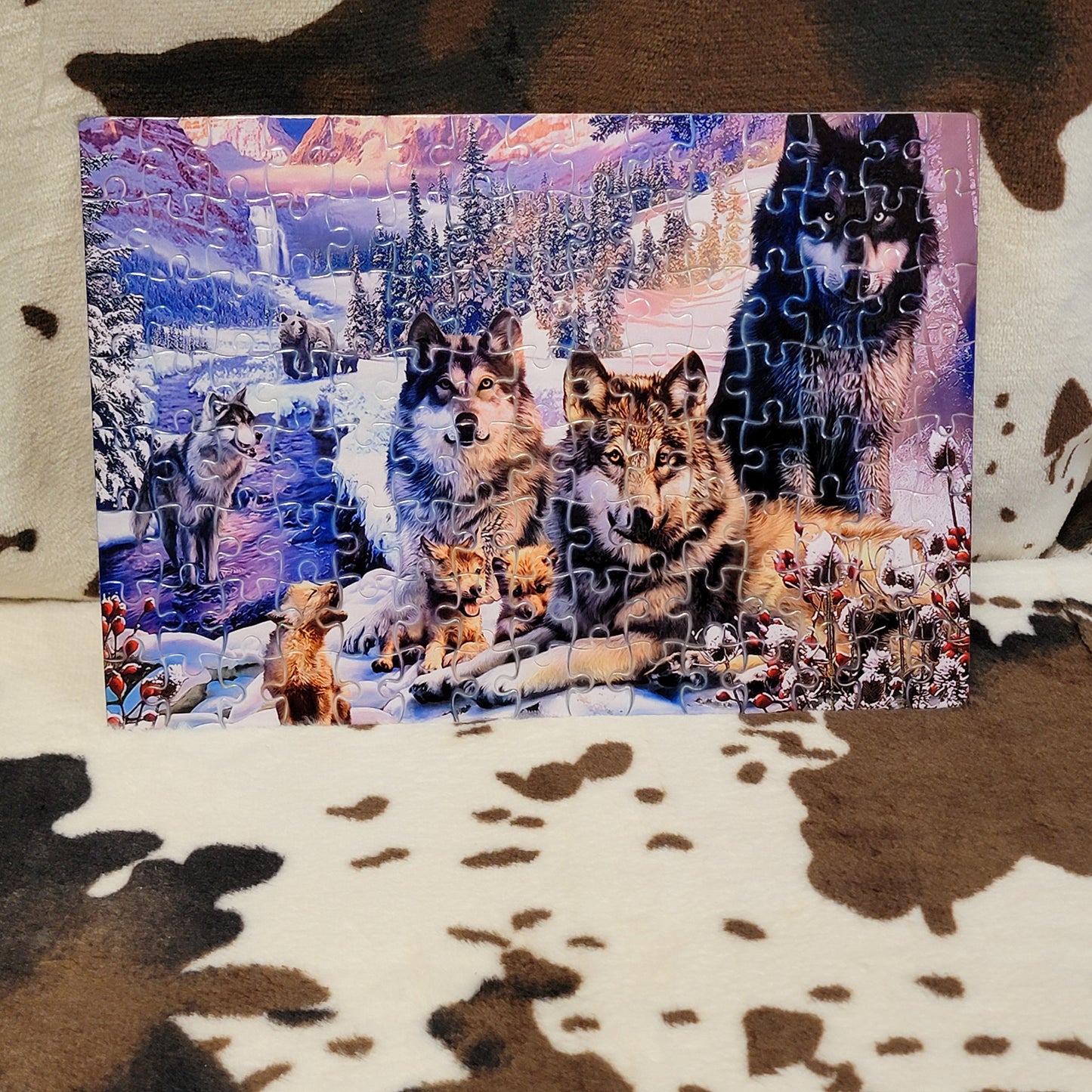 Wolf Pack Snowy 120 PC Handmade Jigsaw Puzzle
