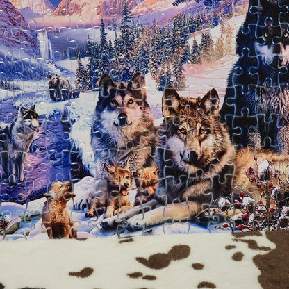 Wolf Pack Snowy 120 PC Handmade Jigsaw Puzzle