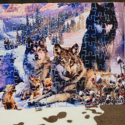 Wolf Pack Snowy 120 PC Handmade Jigsaw Puzzle