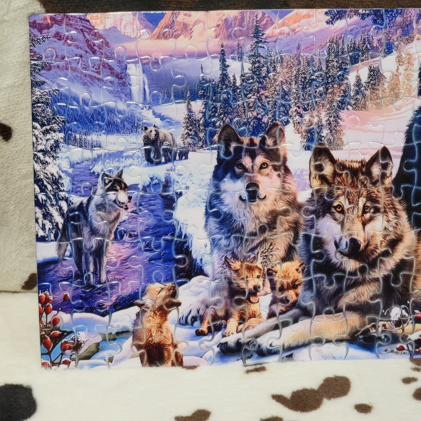 Wolf Pack Snowy 120 PC Handmade Jigsaw Puzzle