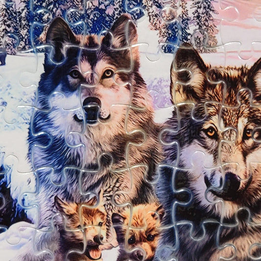 Wolf Pack Snowy 120 PC Handmade Jigsaw Puzzle