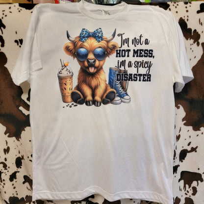 Spicy Disaster Highland Cow Graphic T-Shirt