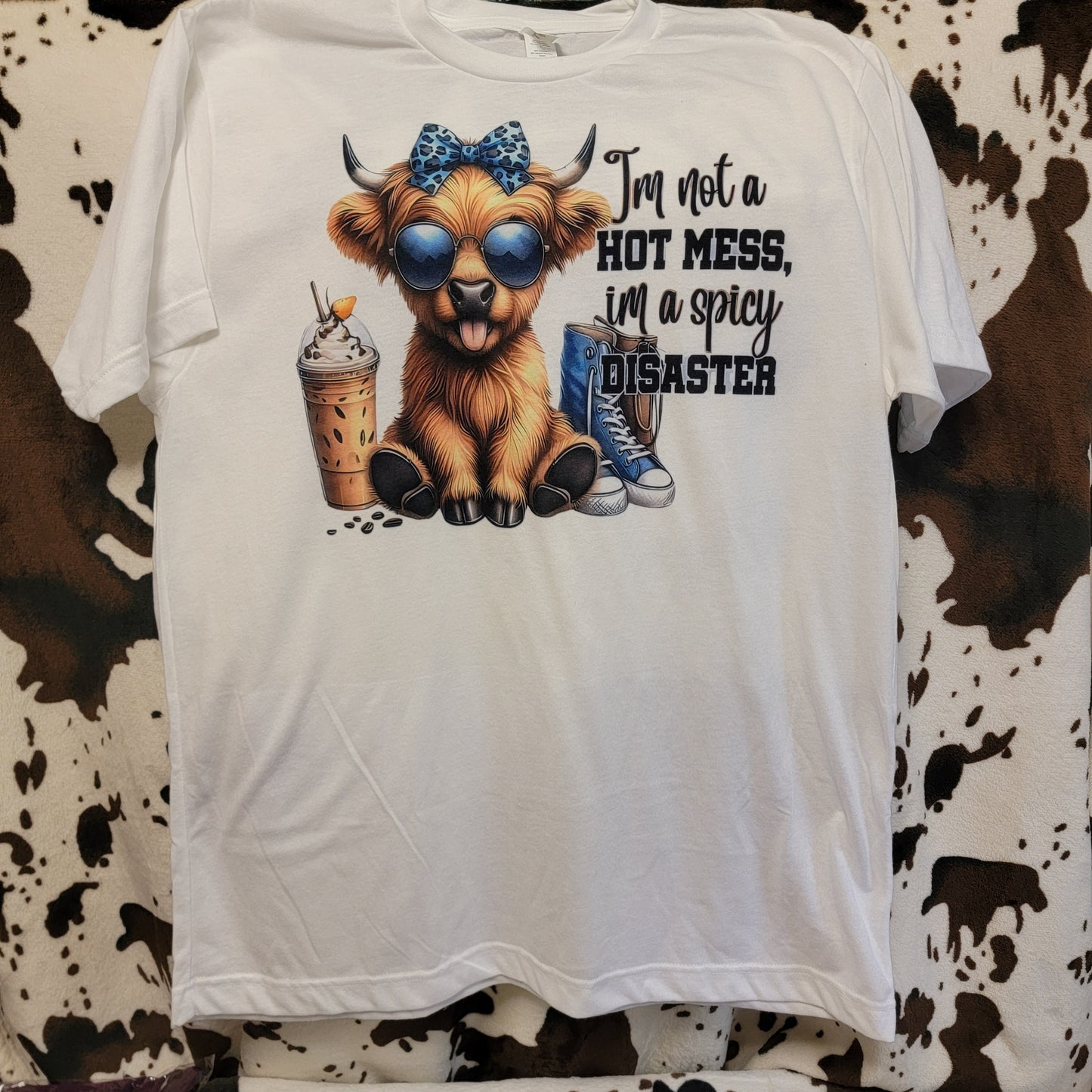 Spicy Disaster Highland Cow Graphic T-Shirt