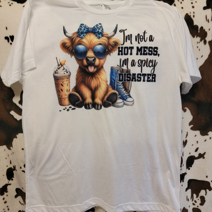 Spicy Disaster Highland Cow Graphic T-Shirt