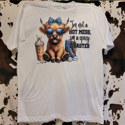 Spicy Disaster Highland Cow Graphic T-Shirt