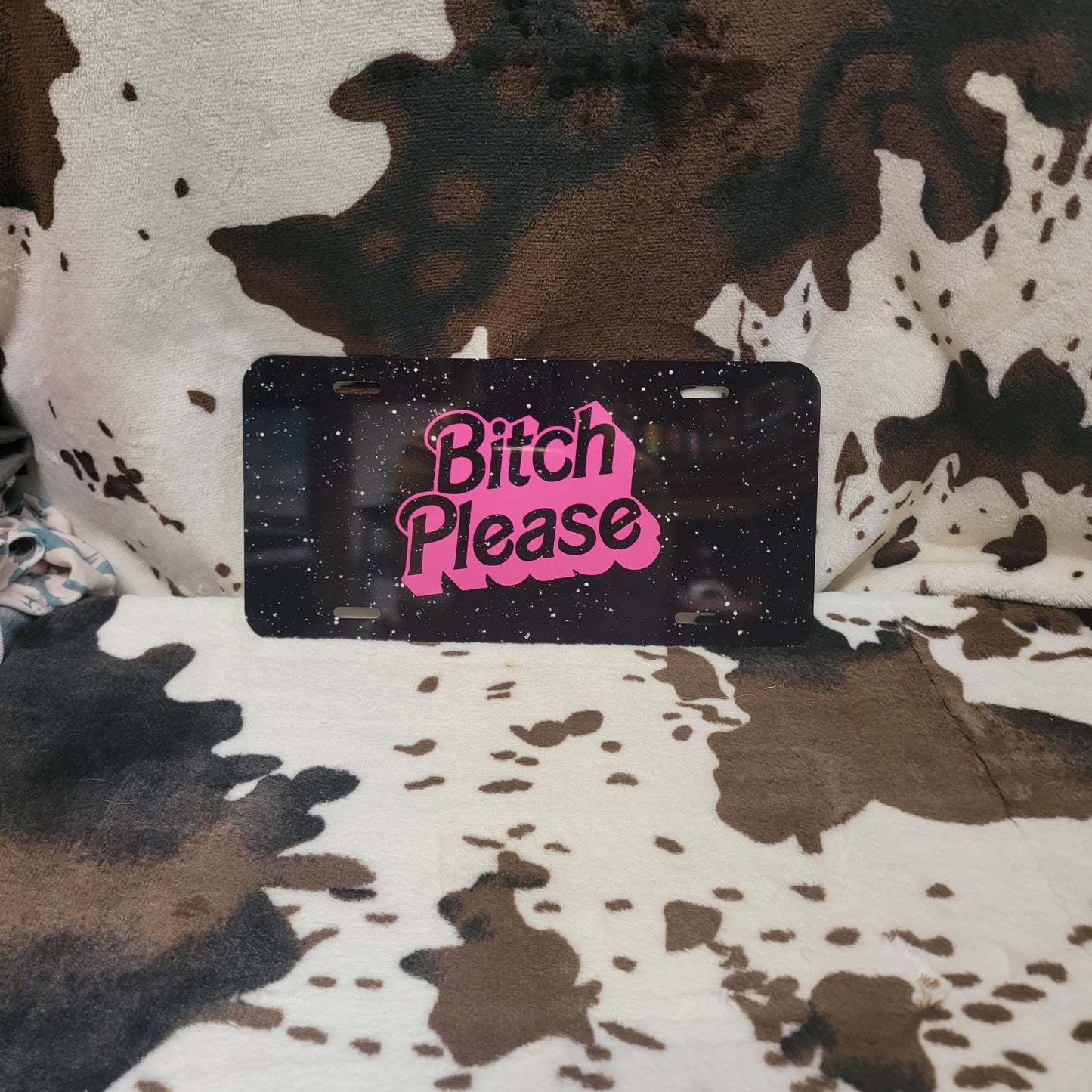 Pink Black Funny Custom Handmade Car Tag License Plate