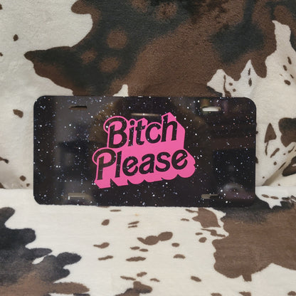 Pink Black Funny Custom Handmade Car Tag License Plate