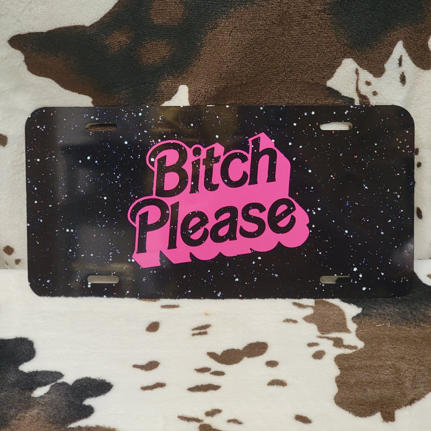 Pink Black Funny Custom Handmade Car Tag License Plate
