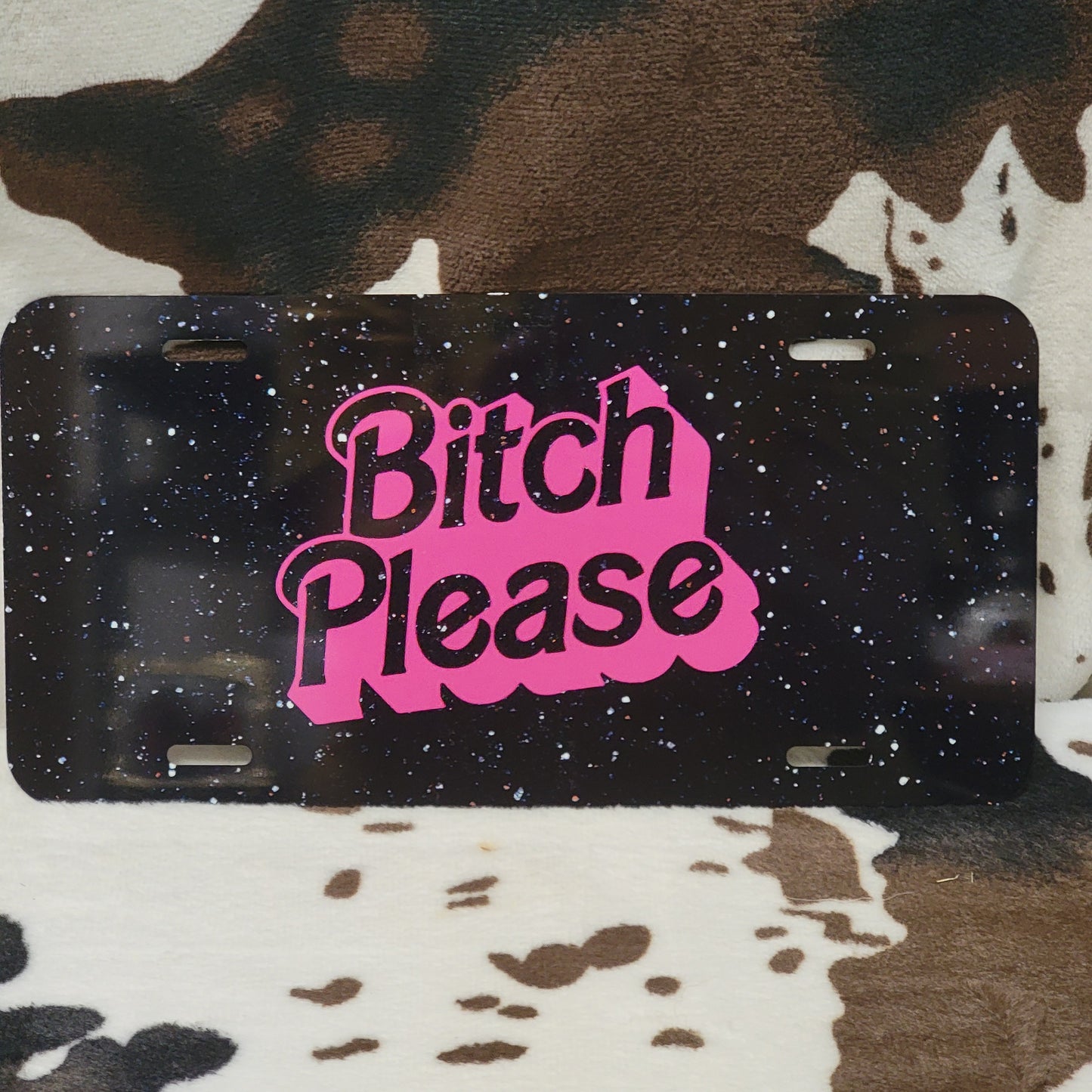 Pink Black Funny Custom Handmade Car Tag License Plate