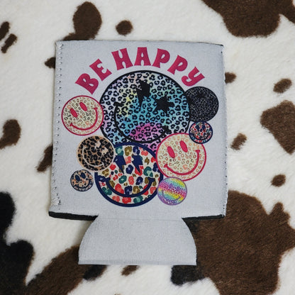 Be Happy Can Cooler Drink Holder Koozie