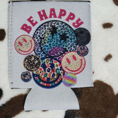 Be Happy Can Cooler Drink Holder Koozie