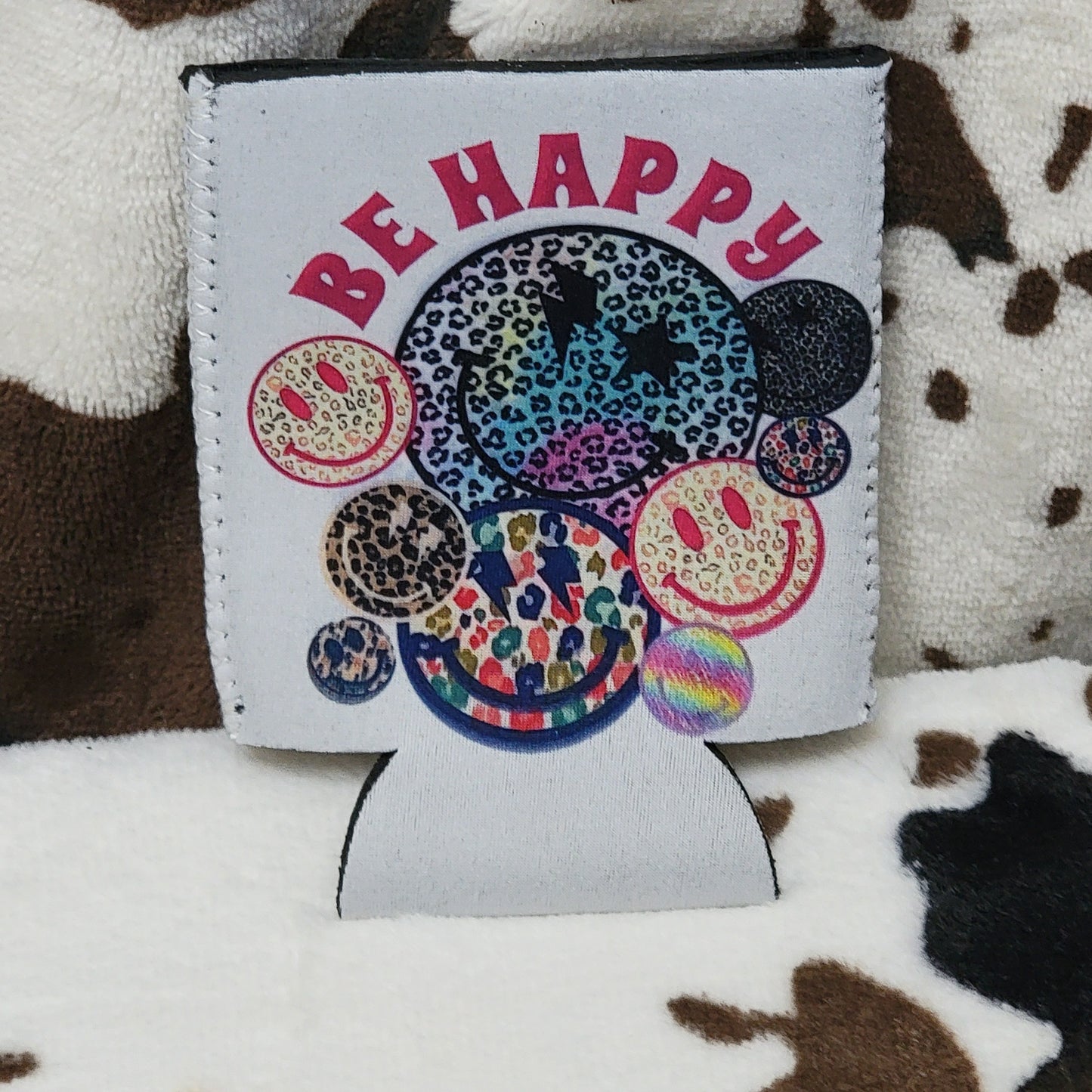 Be Happy Can Cooler Drink Holder Koozie
