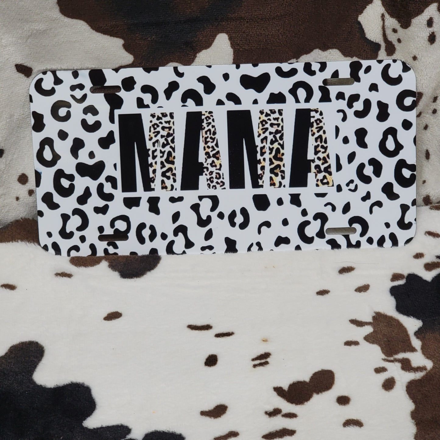 Animal Print Mama Custom Car Tag License Plate
