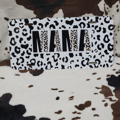 Animal Print Mama Custom Car Tag License Plate