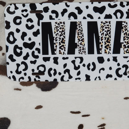 Animal Print Mama Custom Car Tag License Plate