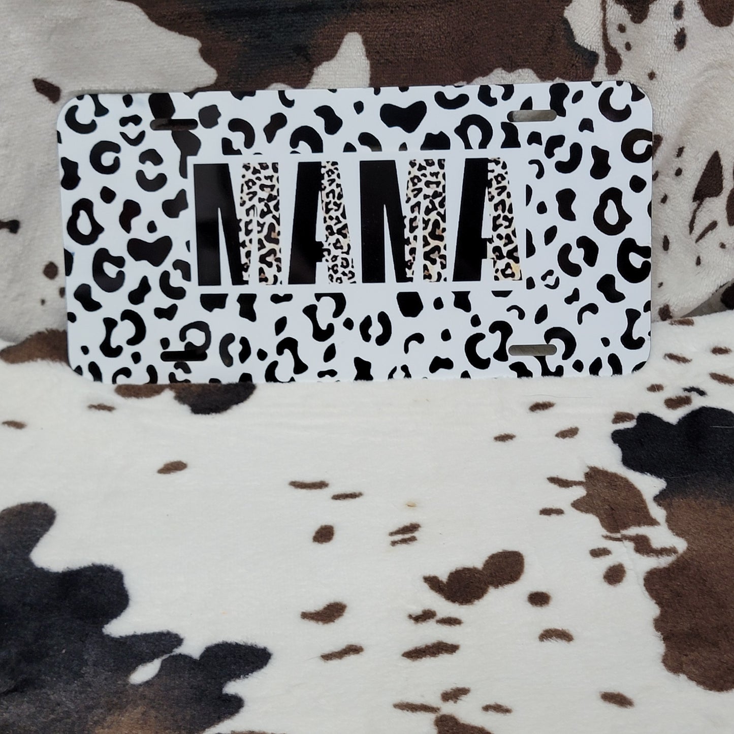 Animal Print Mama Custom Car Tag License Plate