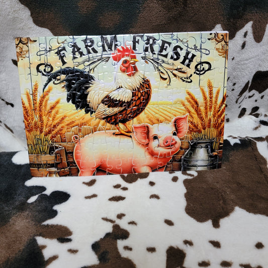 Chicken Farm Animals 120 Piece Handmade Jigsaw Puzzle