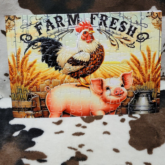 Chicken Farm Animals 120 Piece Handmade Jigsaw Puzzle