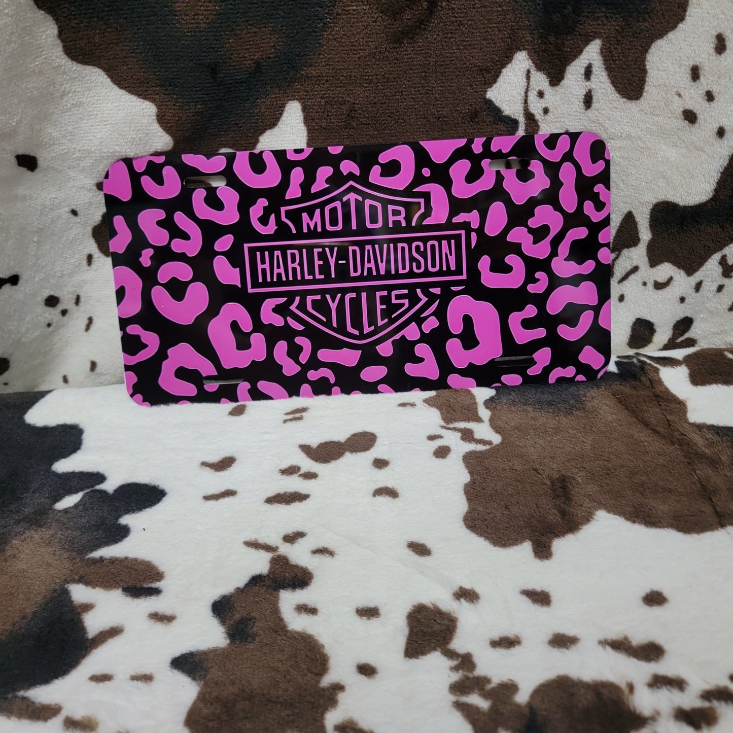 Harley Pink Leopard Car Tag License Plate