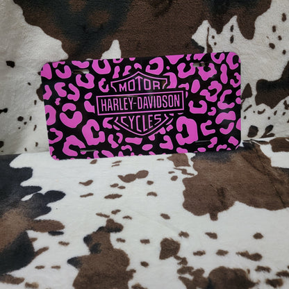Harley Pink Leopard Car Tag License Plate