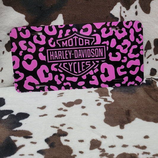 Harley Pink Leopard Car Tag License Plate