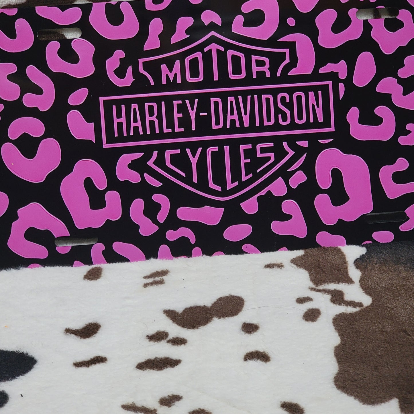 Harley Pink Leopard Car Tag License Plate