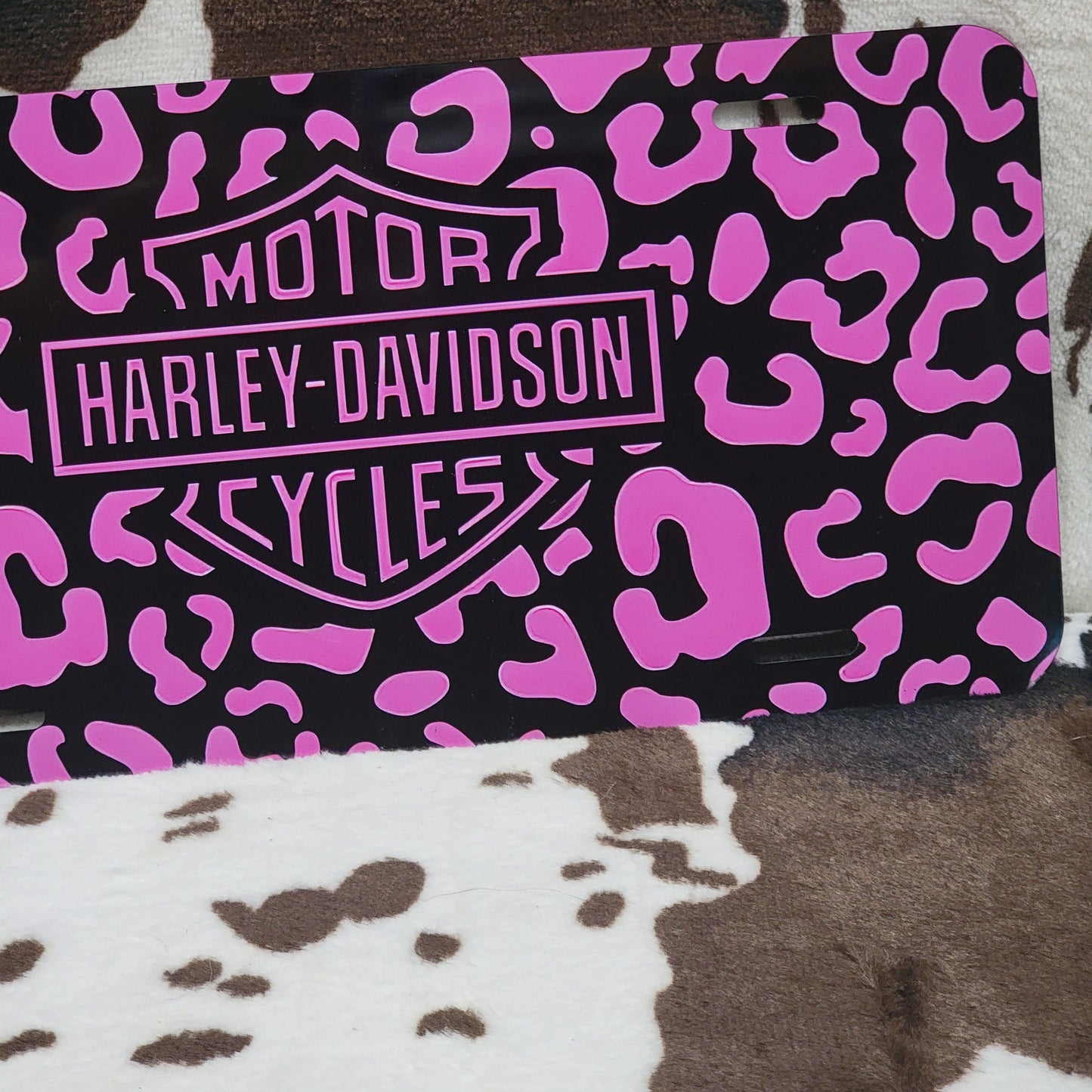 Harley Pink Leopard Car Tag License Plate