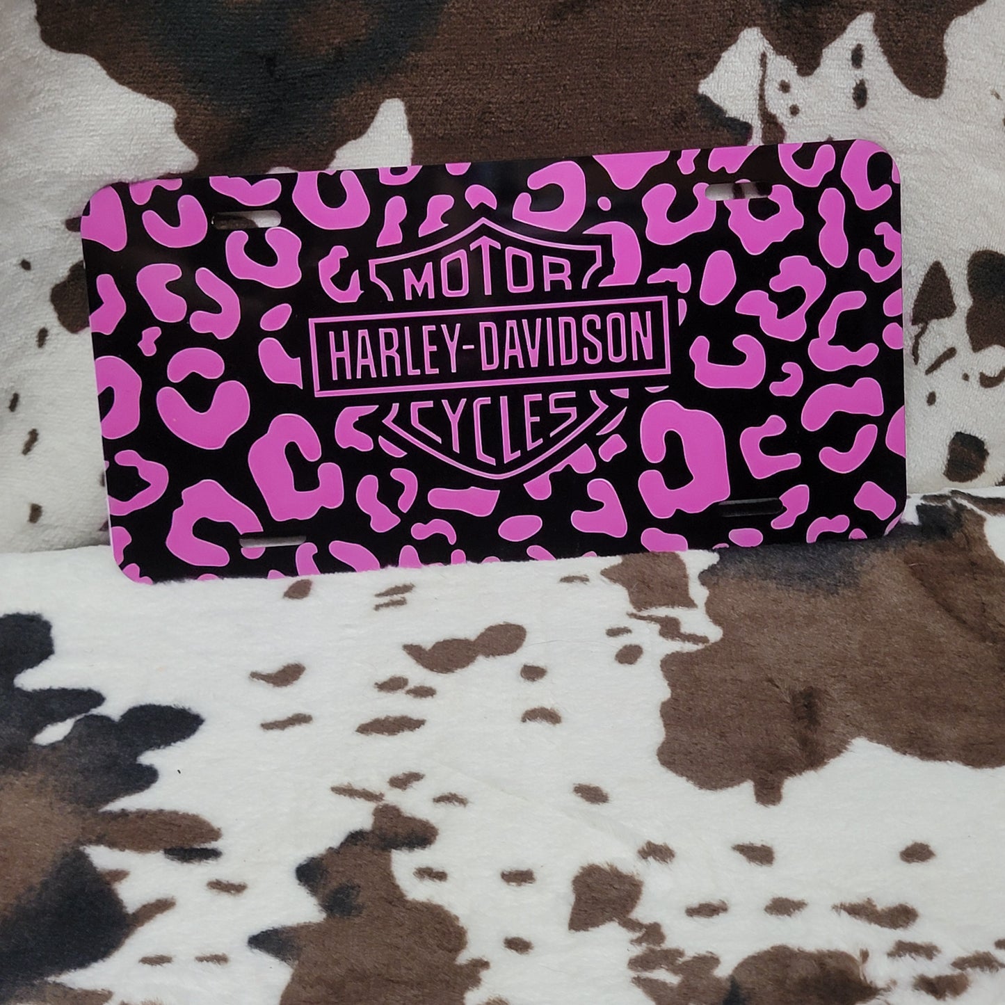 Harley Pink Leopard Car Tag License Plate