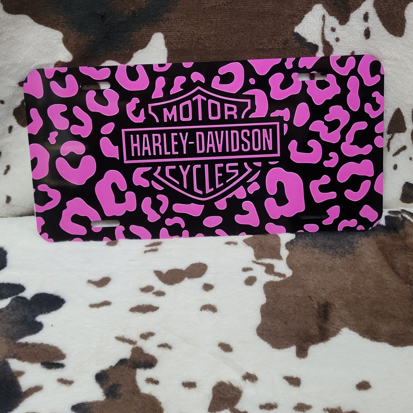 Harley Pink Leopard Car Tag License Plate