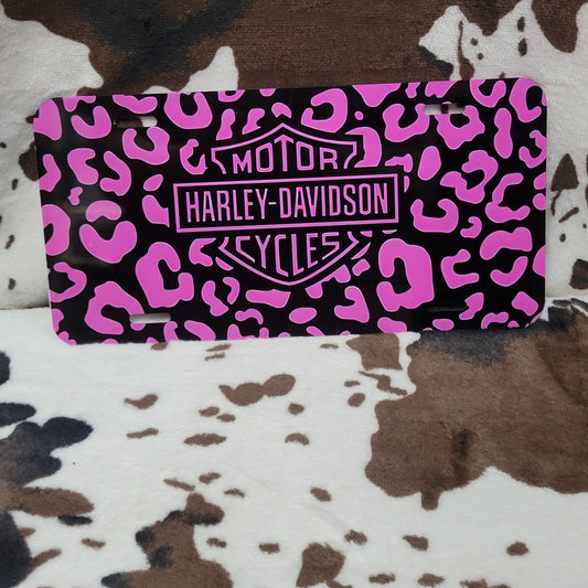 Harley Pink Leopard Car Tag License Plate