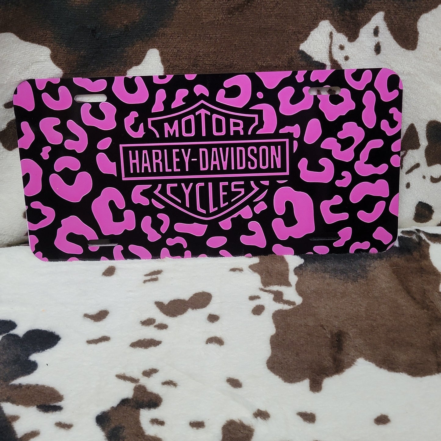 Harley Pink Leopard Car Tag License Plate