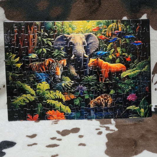 Jungle Animals 120 Piece Handmade Jigsaw Puzzle