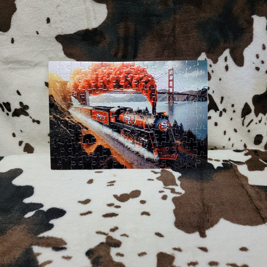 San Francisco 49ers Football Train 120 Piece Handmade Jigsaw Puzzle