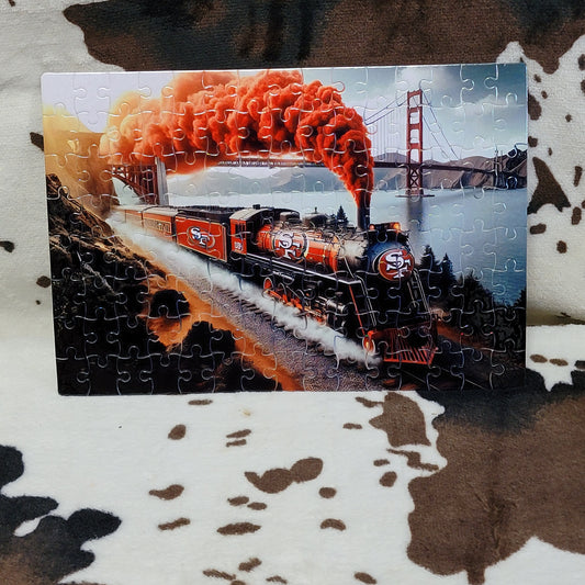 San Francisco 49ers Football Train 120 Piece Handmade Jigsaw Puzzle