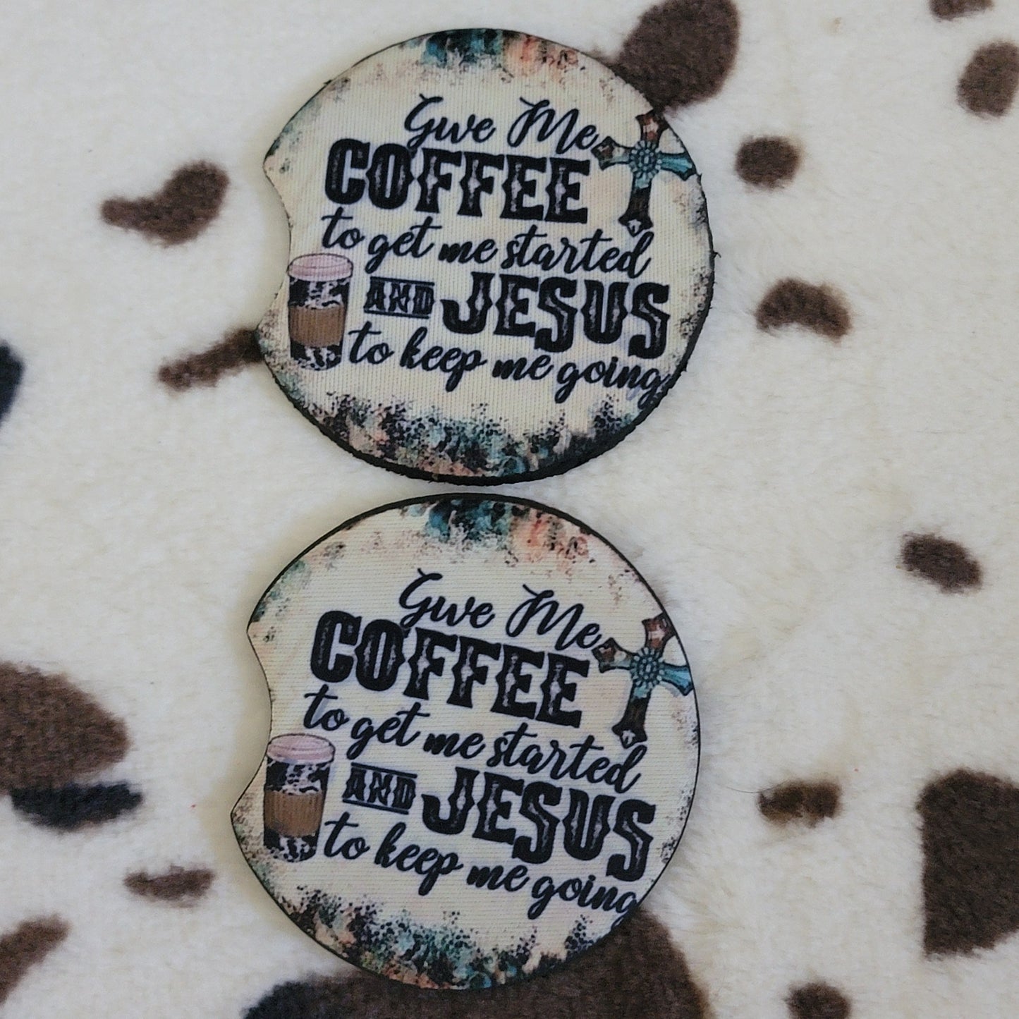 Coffee and Jesus Neoprene Car Coaster Set
