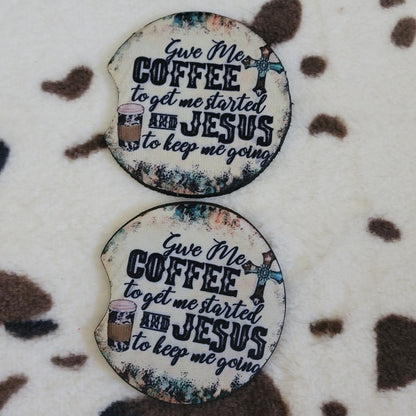 Coffee and Jesus Neoprene Car Coaster Set