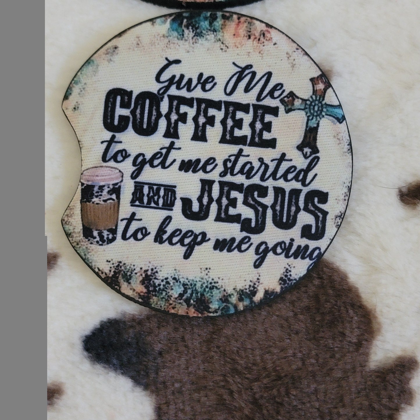 Coffee and Jesus Neoprene Car Coaster Set